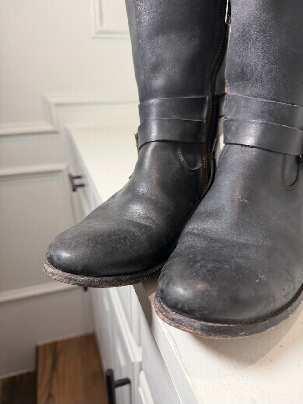 Frye Women’s 8B Black Leather Harness Riding Equestrian Boots Tall Knee High - Picture 5 of 13